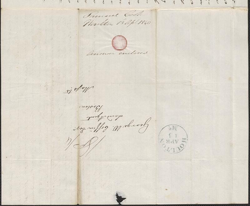 Samuel Cook to George Coffin, 13 April 1840 - Digital Commonwealth