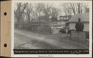 Moose Brook, looking north at Old Furnace dam, Hardwick, Mass., Jan. 27, 1933