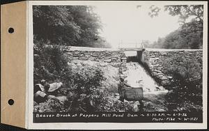 Beaver Brook at Pepper's mill pond dam, Ware, Mass., 8:30 AM, Jun. 9, 1936