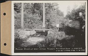 Beaver Brook at weir below Pepper's mill pond dam, Ware, Mass., 8:25 AM, Jun. 16, 1936