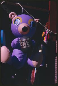 Purple inflatable bear doll