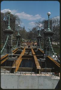 Construction on Lagoon Bridge, Public Garden, Boston