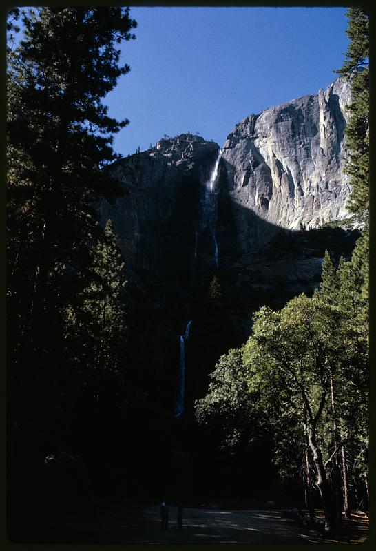 Bridalveil Fall, Yosemite Valley, California, with trees below