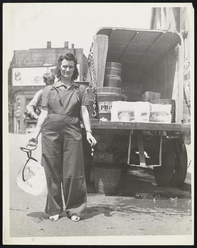 Delivering Ice is a sideline for Miss Frances Murphy of Woburn who ...