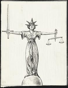 Scales of Justice atop Old Bailey Court England.