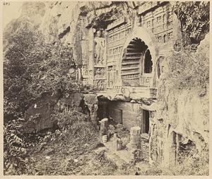 View from the right of façade of Buddhist chaitya hall, Cave XXVI, Ajanta