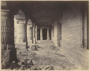 View from the right looking along interior of verandah of Buddhist Vihara, Cave XXIII, Ajanta