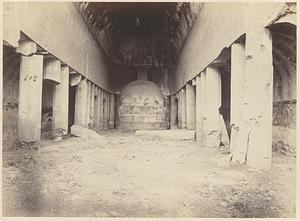 Interior of Buddhist chaitya hall, Cave X, Ajanta