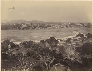 View from the village of Selempur across the Falgu River to Gaya, India