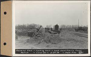 Contract No. 85, Manufacture and Delivery of Precast Concrete Steel Cylinder Pipe, Southborough, Framingham, Wayland, Natick, Weston, general view, looking west, Lock Joint Pipe Co. Plant, Natick, Mass., Feb. 24, 1939