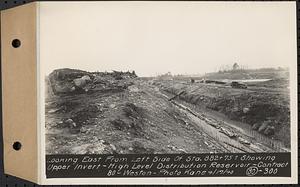 Contract No. 80, High Level Distribution Reservoir, Weston, looking east from left side of Sta. 882+75+/- showing upper invert, high level distribution reservoir, Weston, Mass., Apr. 17, 1940