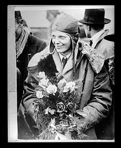 Earhart after she arrived in Southampton, England