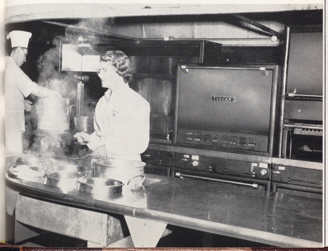 Preparing and serving food in the Faulkner Hospital kitchen