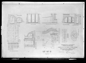 Engineering Plans, Distribution Department, Chestnut Hill Low Service Pumping Station, details of pump well, pump well conduit and engine foundations, Sheet C, Brighton, Mass., Jul. 30, 1898