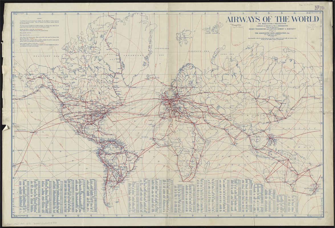 Airways of the world on Mercator's projection