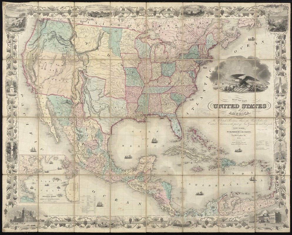 Map of the United States of America, the British Provinces, Mexico, the West Indies and Central America, with part of New Granada and Venezuela