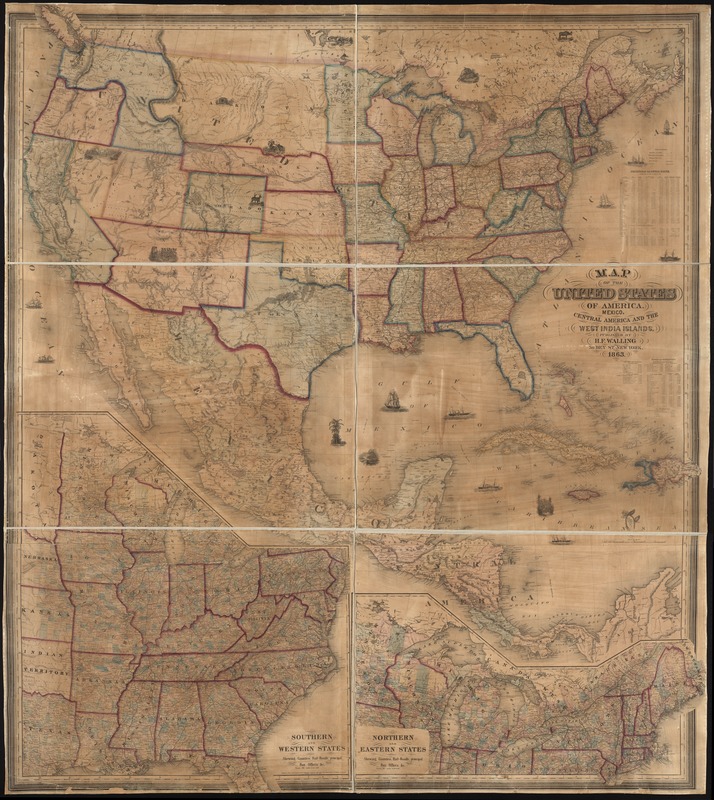Map of the United States of America, Mexico, Central America, and the West India Islands