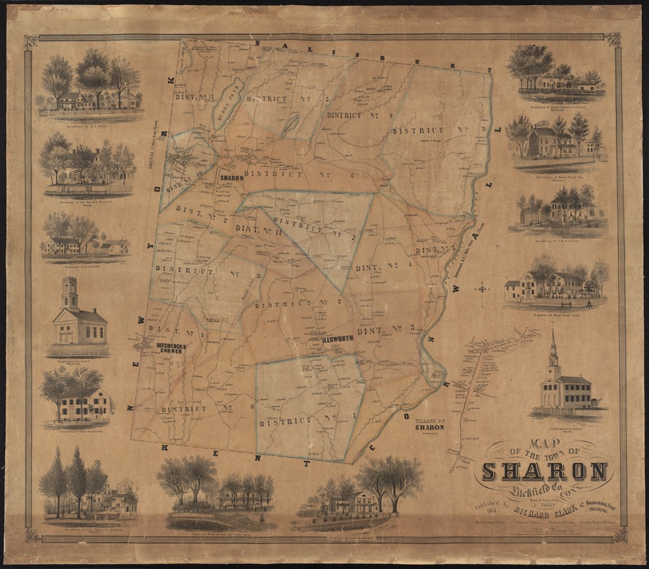 Map of the town of Sharon, Litchfield County, Connecticut