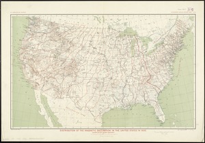 Distribution of the magnetic declination in the United States in 1900