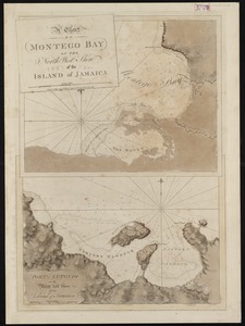 A chart of Montego Bay on the north west shore of the island of Jamaica