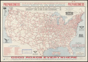 National highways map of the United States showing one hundred thousand miles of national highways proposed by the National Highways Association