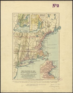 The colonies in 1660, New England and New Netherland showing extent and dates of settlement