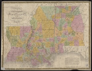 Map of Louisiana, Mississippi and Alabama