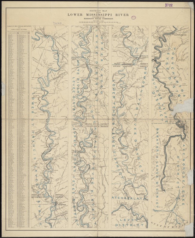District map of the lower Mississippi River