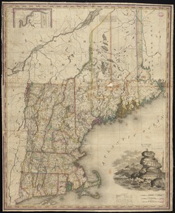Map of the states of Maine, New Hampshire, Vermont, Massachusetts, Connecticut & Rhode Island