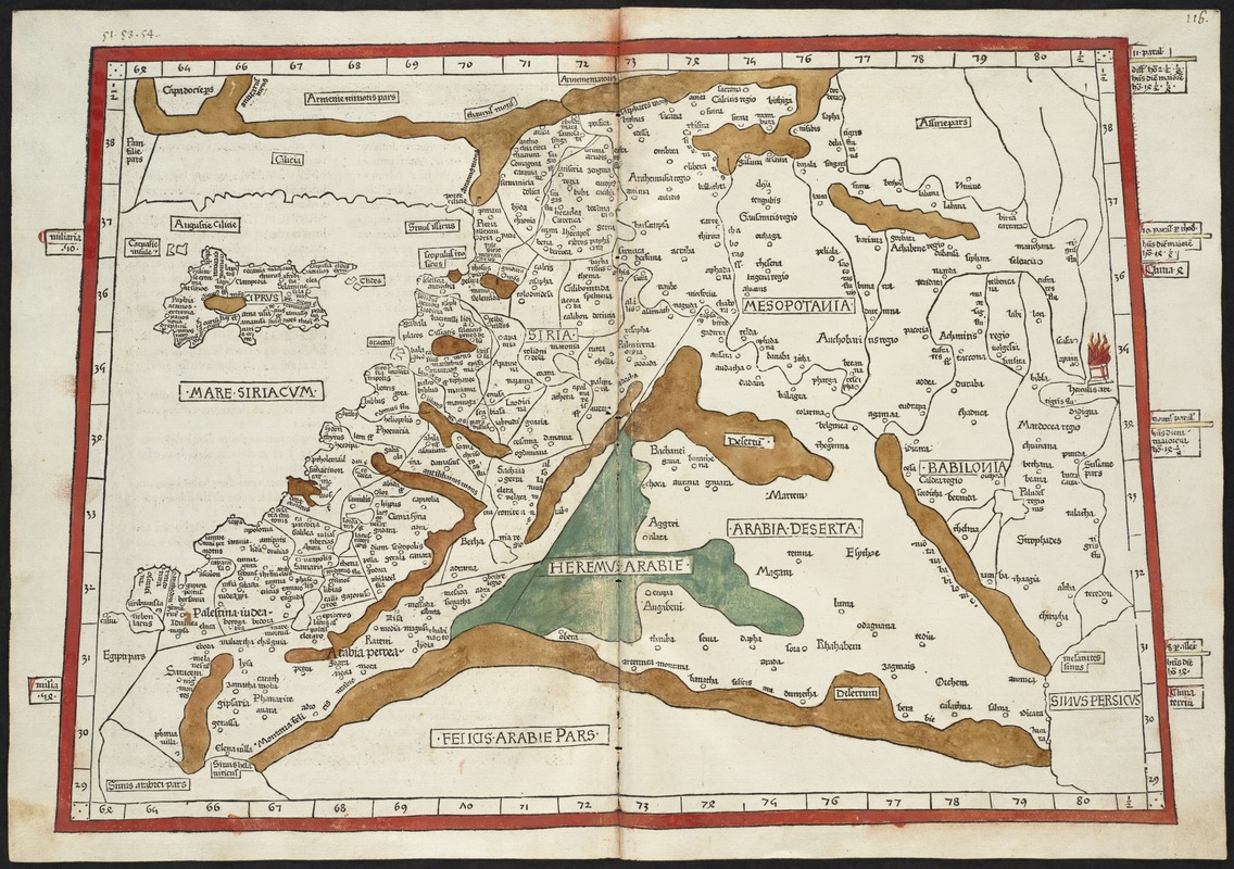 Quarta Asiae taubla continet Cyprum & Syrium & Iudea & vtraq. Arabia petream & deserta ac Mesopotamia & Babilonia