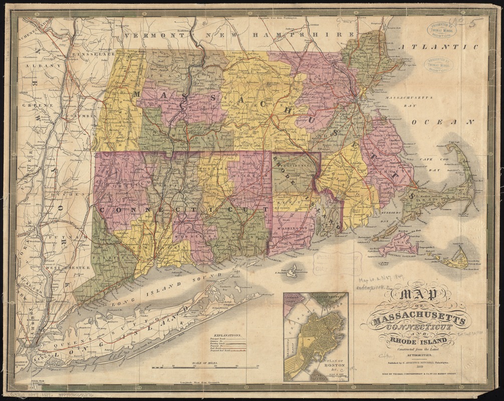 Map of Massachusetts, Connecticut and Rhode Island constructed from the latest authorities