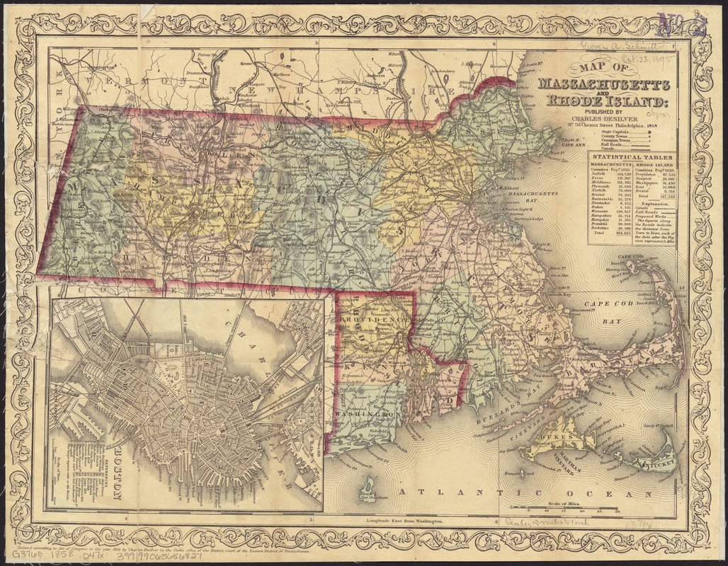 Map of Massachusetts and Rhode Island