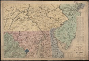 Bacon's topographical war map showing the battle fields of Pennsylvania, Maryland, and Virginia