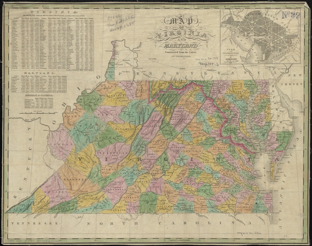 Map of Virginia and Maryland, constructed from the latest authorities