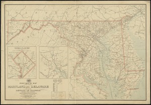 Post route map of the states of Maryland and Delaware and of the District of Columbia showing post offices with the intermediate distances on mail routes in operation on the 1st. of September, 1897
