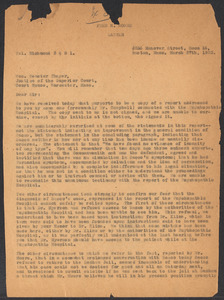 Sacco-Vanzetti Case Records, 1920-1928. Defense Papers. Letter to Judge Webster Thayer from counsel for Sacco (Wm. G. Thompson, Arthur D. Hill, T.F. McAnarney, Fred H. Moore, Wm. J. Callahan, J.J. McAnarney), March 27, 1923. Box 6, Folder 5, Harvard Law School Library, Historical & Special Collections