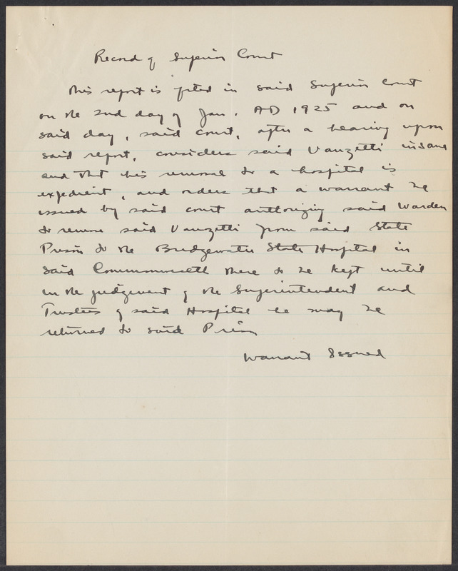 Sacco-Vanzetti Case Records, 1920-1928. Defense Papers. Handwritten And ...