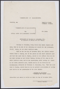 Sacco-Vanzetti Case Records, 1920-1928. Defense Papers. Affidavit of William J. Callahan, November 4, 1921. Box 7, Folder 3, Harvard Law School Library, Historical & Special Collections