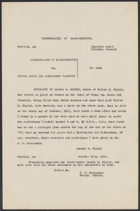 Sacco-Vanzetti Case Records, 1920-1928. Defense Papers. Affidavit of Amanda Ripley (carbons), October 29, 1921. Box 7, Folder 17, Harvard Law School Library, Historical & Special Collections