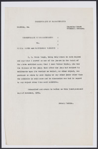 Sacco-Vanzetti Case Records, 1920-1928. Defense Papers. Affidavit of R. Frank Waugh, November 22, 1921. Box 7, Folder 20, Harvard Law School Library, Historical & Special Collections