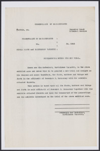 Sacco-Vanzetti Case Records, 1920-1928. Defense Papers. Supplemental Motion for New Trial, n.d. Box 7, Folder 22, Harvard Law School Library, Historical & Special Collections