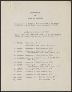 Sacco-Vanzetti Case Records, 1920-1928. Defense Papers. Memorandum of A.D. Hill, n.d. Box 7, Folder 30, Harvard Law School Library, Historical & Special Collections