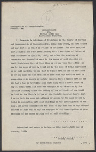 Sacco-Vanzetti Case Records, 1920-1928. Defense Papers. Affidavit of Jermiah F. Gallivan, January 25, 1923. Box 8, Folder 15, Harvard Law School Library, Historical & Special Collections