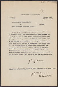 Sacco-Vanzetti Case Records, 1920-1928. Defense Papers. Affidavit of John J. Heaney, March 15, 1923. Box 8, Folder 17, Harvard Law School Library, Historical & Special Collections