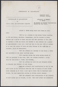 Sacco-Vanzetti Case Records, 1920-1928. Defense Papers. Affidavit of Edward P. Burke in Support of Second Supplementary Motion for New Trial, September 24, 1923. Box 8, Folder 22, Harvard Law School Library, Historical & Special Collections