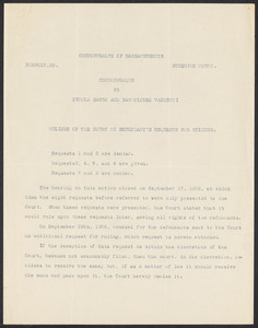 Herbert Brutus Ehrmann Papers, 1906-1970. Sacco-Vanzetti. Briefs and records. Box 10, Folder 3, Harvard Law School Library, Historical & Special Collections