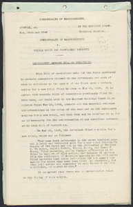 Herbert Brutus Ehrmann Papers, 1906-1970. Sacco-Vanzetti. Briefs and records. Box 10, Folder 7, Harvard Law School Library, Historical & Special Collections