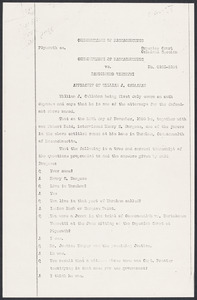 Herbert Brutus Ehrmann Papers, 1906-1970. Sacco-Vanzetti. William J. Callahan: Affidavit re Bridgewater. Box 10, Folder 8, Harvard Law School Library, Historical & Special Collections