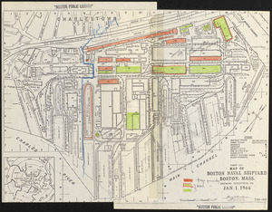 Map of Boston naval shipyard, Boston, Mass. showing conditions on Jan. 1, 1966