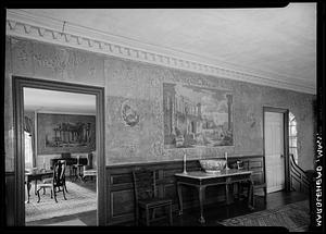 Marblehead, Lee Mansion, upper hall: paper, hall landing and drawing room beyond